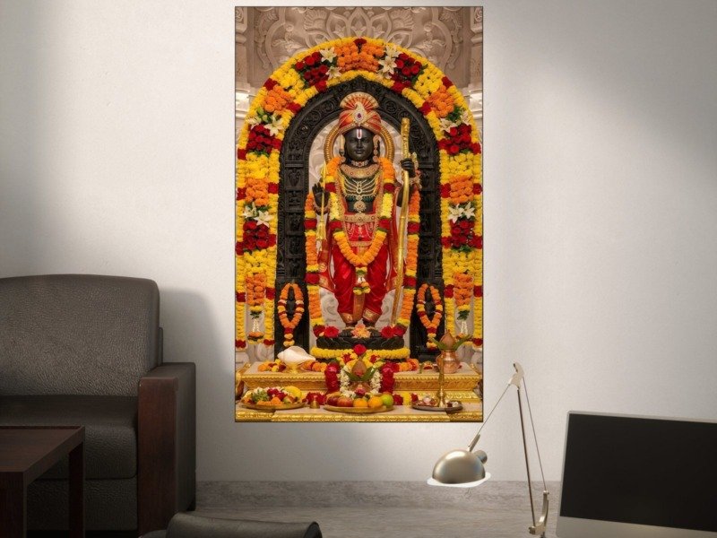 ram lalla marigold arch canvas wall art shown framed in a real room, view 0