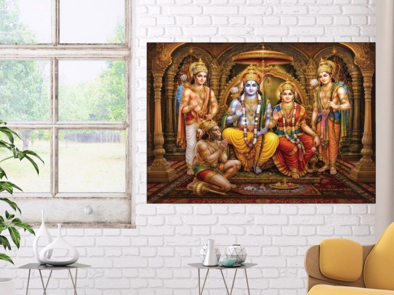 ram darbar golden court canvas wall art shown framed in a real room, view 0