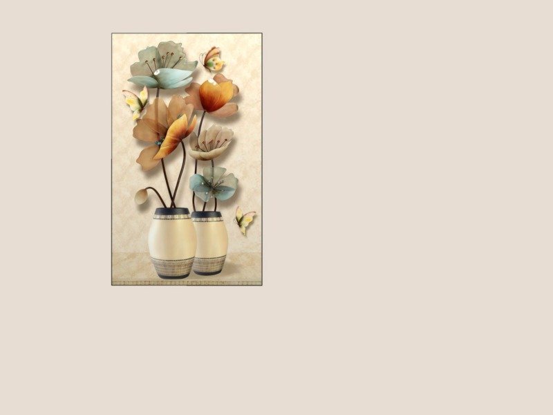 twin vases with butterflies canvas wall art shown framed in a real room, view 0